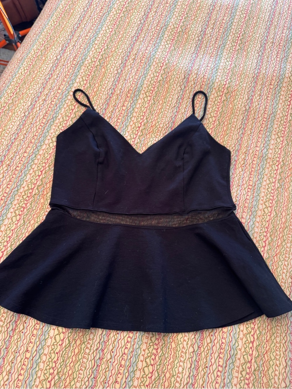 Lulus Keen Interest Black Mesh Peplum Cami Top Size Large